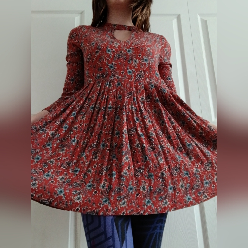 Floral Red Dress